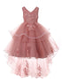 Girls Lace Applique Sequin Tulle Junior Bridesmaid Dress 2-12 - SophiasStyle.com