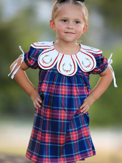 navy-red-christmas-plaid-wreath-embroidered-girl-dress-sophias-styleDress-1