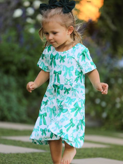 st-patricks-day-bow-print-short-sleeves-girls-dress-Sophia's Style--6