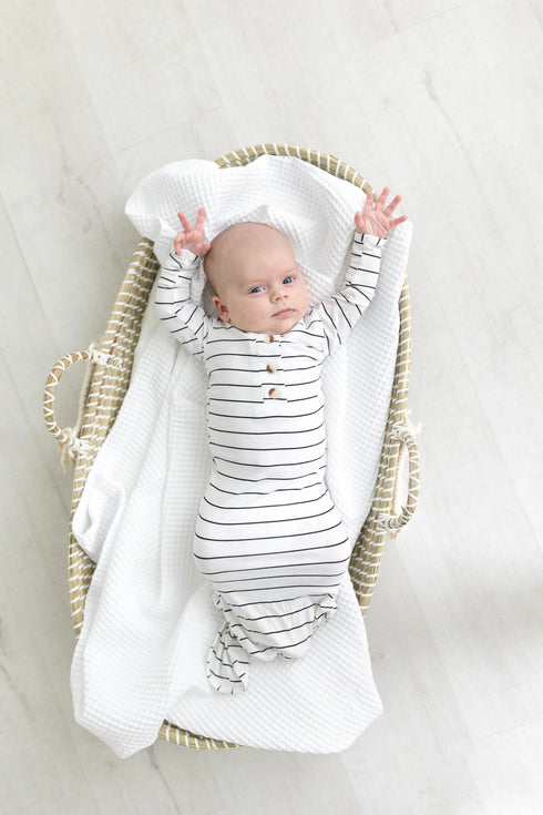 knotted-baby-gown-set-black-stripes-newborn-3-months-Sophia's Style-6