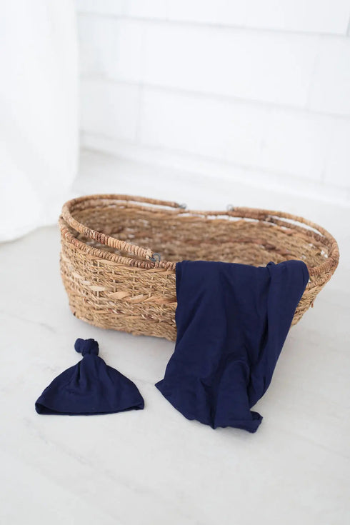 swaddle-blanket-and-hat-set-navy-blue-Sophia's Style-4
