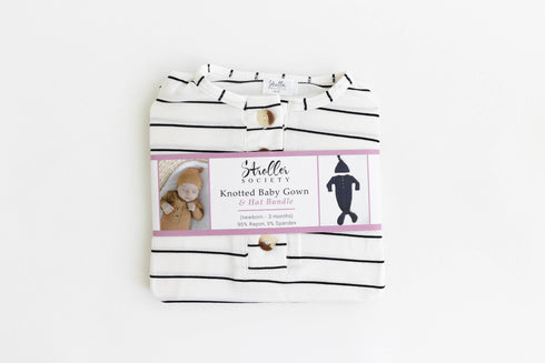 knotted-baby-gown-set-black-stripes-newborn-3-months-Sophia's Style-13