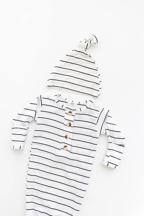knotted-baby-gown-set-black-stripes-newborn-3-months-Sophia's Style-10