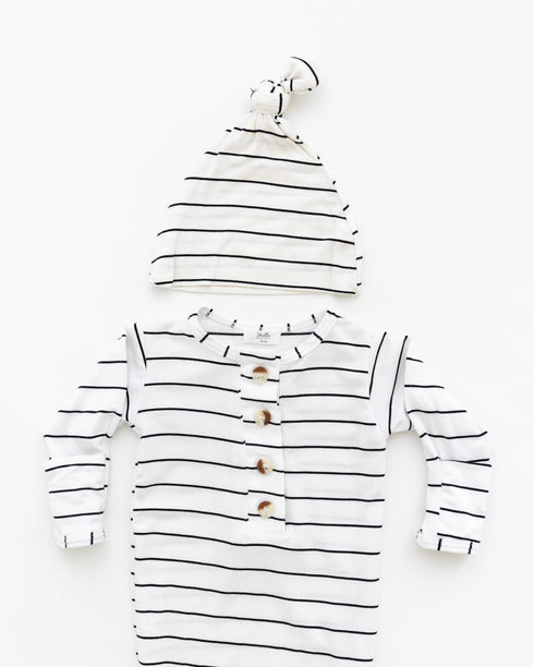 knotted-baby-gown-set-black-stripes-newborn-3-months-Sophia's Style-12