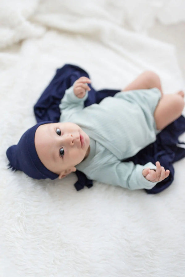 swaddle-blanket-and-hat-set-navy-blue-Sophia's StyleSwaddle Blankets & Hat / Headband Sets-1