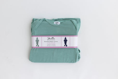 newborn-knotted-baby-gown-and-hat-set-crew-newborn-3-months-mint-navy-blue-pink-camel-brown-Sophia's Style-15