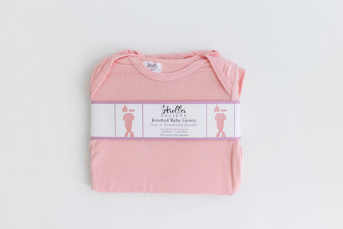 newborn-knotted-baby-gown-and-hat-set-crew-newborn-3-months-mint-navy-blue-pink-camel-brown-Sophia's Style-25