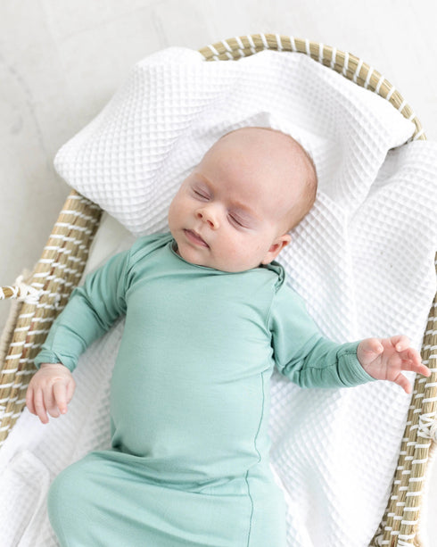 newborn-knotted-baby-gown-and-hat-set-crew-newborn-3-months-mint-navy-blue-pink-camel-brown-Sophia's Style-10