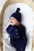 newborn-knotted-gown-and-hat-set-navy-blue-newborn-clothes-for-boys-Sophia's Style-2