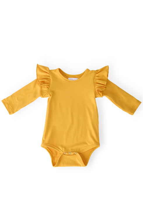 mustard-l-s-flutter-bodysuit Mila & Rose - Sophia's StyleFlutter Bodysuit L/S-1