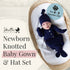 newborn-knotted-gown-and-hat-set-navy-blue-newborn-clothes-for-boys-Sophia's Style-3