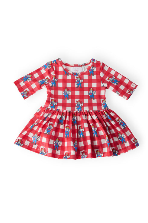 nebraska-plaid-herbie-husker-3-4-sleeve-twirl-bodysuit-sophias-styleTwirl Bodysuit - 3/4 Sleeve-1