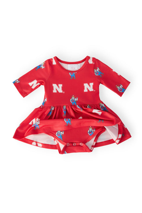 nebraska-red-herbie-husker-3-4-sleeve-twirl-bodysuit-sophias-style-2