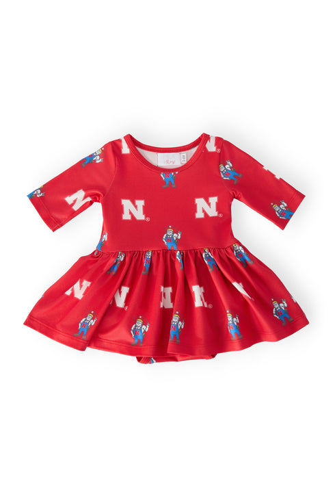nebraska-red-herbie-husker-3-4-sleeve-twirl-bodysuit-sophias-styleTwirl Bodysuit - 3/4 Sleeve-1