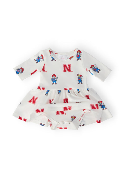 nebraska-white-herbie-husker-3-4-sleeve-twirl-bodysuit-sophias-style-2