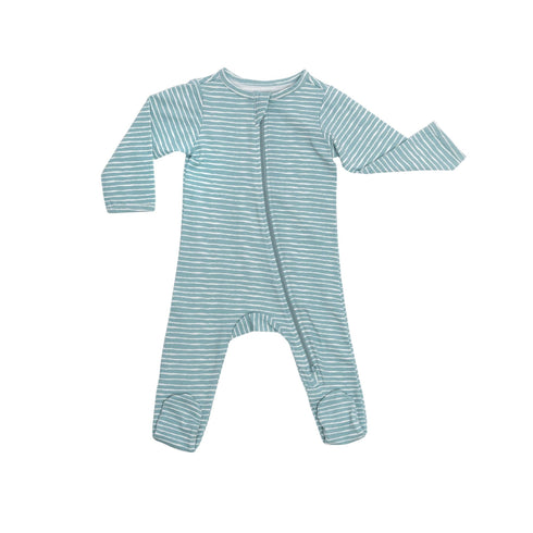 organic-footie-green-stripes-norani-baby - Sophia's Style Baby & Toddler-1