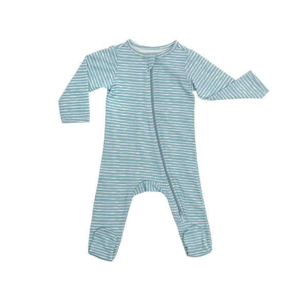 organic-footie-green-stripes-norani-baby - Sophia's Style Baby & Toddler-1