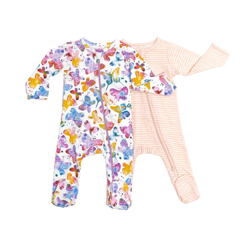 organic-footie-pink-stripes-norani-baby - Sophia's Style -4
