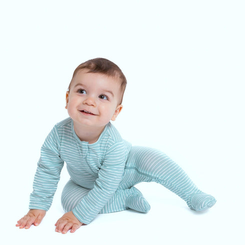 organic-footie-green-stripes-norani-baby - Sophia's Style -2