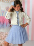 Girls White Denim Fringe Jacket 12M-14 - SophiasStyle.com