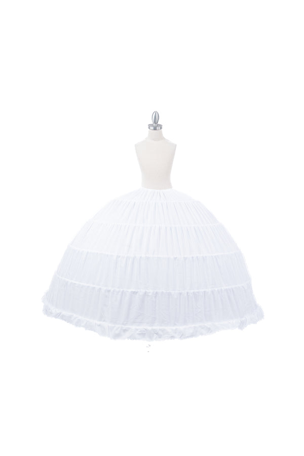 White 6 Hoops Wire Petticoat with Draw Cord Waist Tie for Quinceanera Dresses