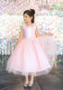 Big Girls Blush Beaded Flower Appliques Tulle Junior Bridesmaid Dress 8-16 - SophiasStyle.com