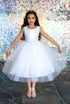 Little Girls White Beaded Flower Appliques Tulle Flower Girl Dress 2-6 - SophiasStyle.com