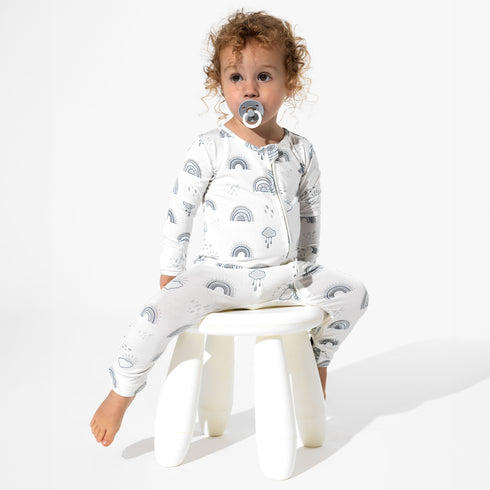 grey-rainbows-bamboo-convertible-footie-Bellabu Bear at Sophia's StyleConvertible Footie-1