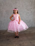 Girls A-Line Sequin Top Bow Waist V Back Tulle Flower Girl Dress 2-16