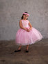 Girls A-Line Sequin Top Bow Waist V Back Tulle Flower Girl Dress 2-16