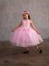 Girls A-Line Sequin Top Bow Waist V Back Tulle Flower Girl Dress 2-16