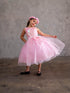 Girls A-Line Sequin Top Bow Waist V Back Tulle Flower Girl Dress 2-16