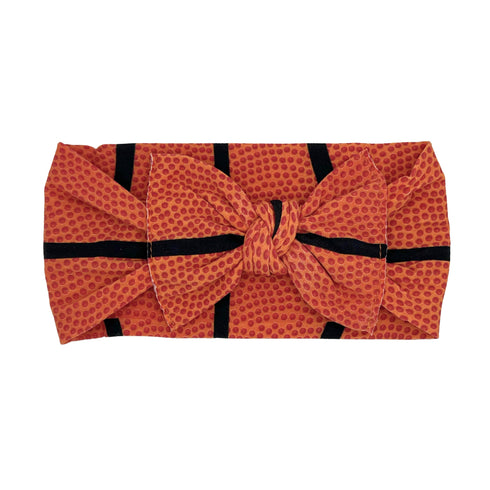 printed-knot-basketball Baby Bling Bows clips headbands - Sophia's Style-
