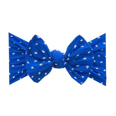 patterned-shabby-knot-royal-dot Baby Bling Bows clips headbands - Sophia's StylePATTERNED SHABBY KNOT-