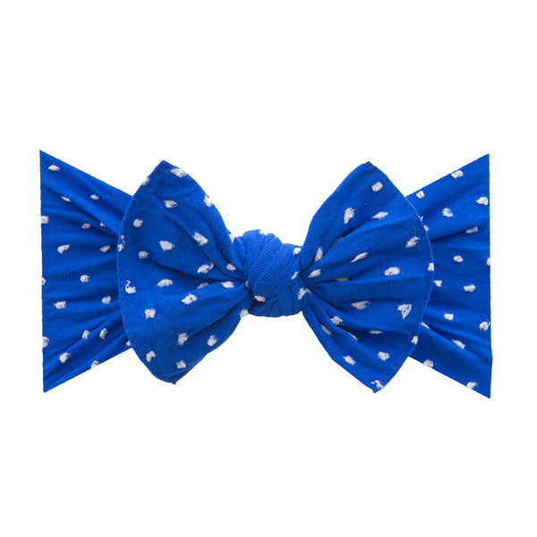 patterned-shabby-knot-royal-dot Baby Bling Bows clips headbands - Sophia's StylePATTERNED SHABBY KNOT-