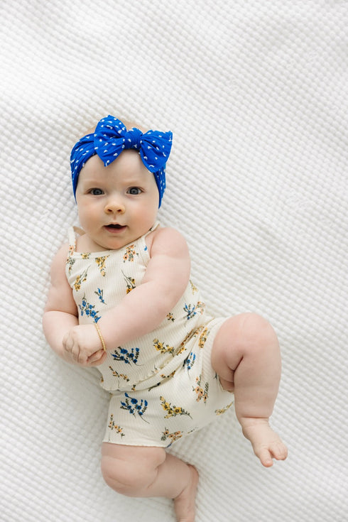 patterned-shabby-knot-royal-dot Baby Bling Bows clips headbands - Sophia's Style-