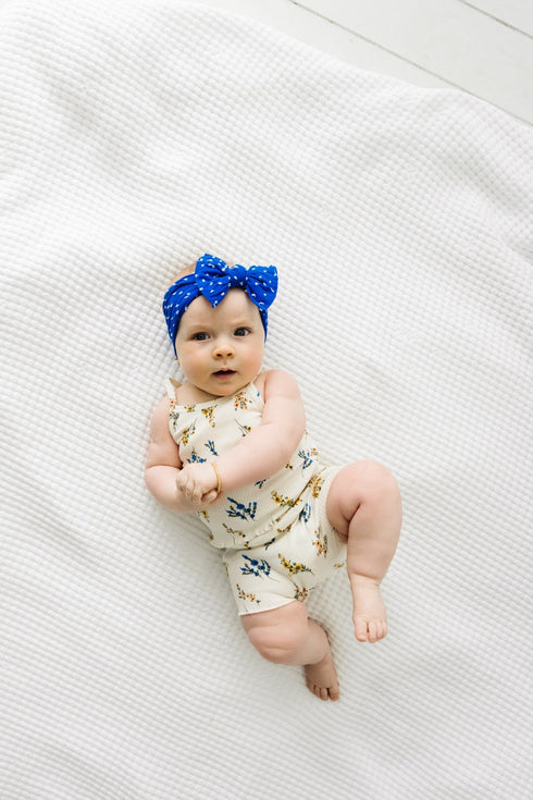patterned-shabby-knot-royal-dot Baby Bling Bows clips headbands - Sophia's Style-
