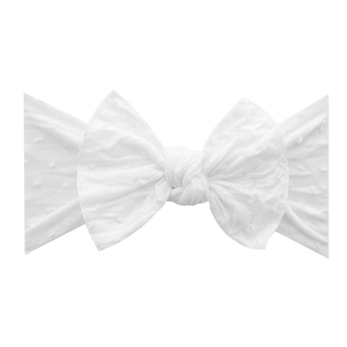patterned-shabby-knot-white-dot Baby Bling Bows clips headbands - Sophia's StylePATTERNED SHABBY KNOT-
