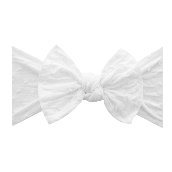 patterned-shabby-knot-white-dot Baby Bling Bows clips headbands - Sophia's StylePATTERNED SHABBY KNOT-