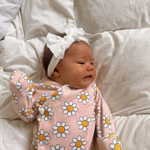 patterned-shabby-knot-white-dot Baby Bling Bows clips headbands - Sophia's Style-