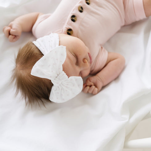 patterned-shabby-knot-white-dot Baby Bling Bows clips headbands - Sophia's Style-