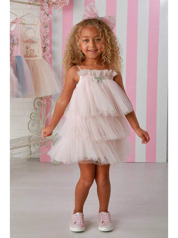 Girls Blush Penelope Dress – Layered Tulle Party Dress for Girls 12M-14