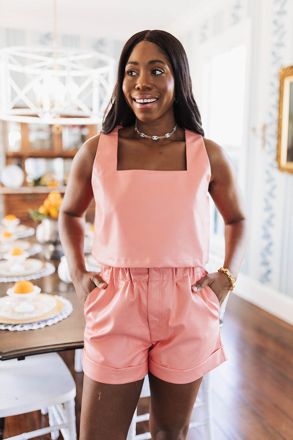 manning-vegan-leather-cropped-tank-top-coral Buddy Love - Sophia's Style-Manning Vegan Leather Cropped Tank Top - Coral-Coral-XS-1