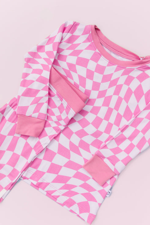 bubblegum-wavy-checkers-dream-set Dream-Big-Little-Co-pajama-baby-blanket