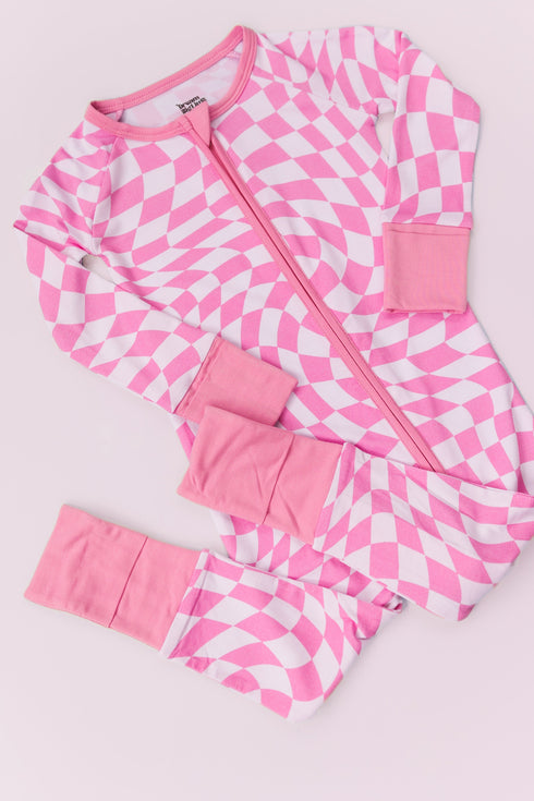 bubblegum-wavy-checkers-dream-romper Dream-Big-Little-Co-pajama-baby-blanket