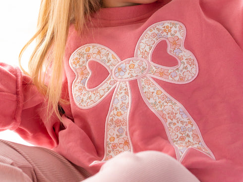 applique-floral-bow-crewneck-sweatshirt Little Joy Co - Sophia's Style-3
