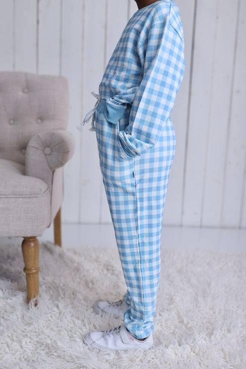 sky-blue-gingham-dream-jogger Dream-Big-Little-Co-pajama-baby-blanket