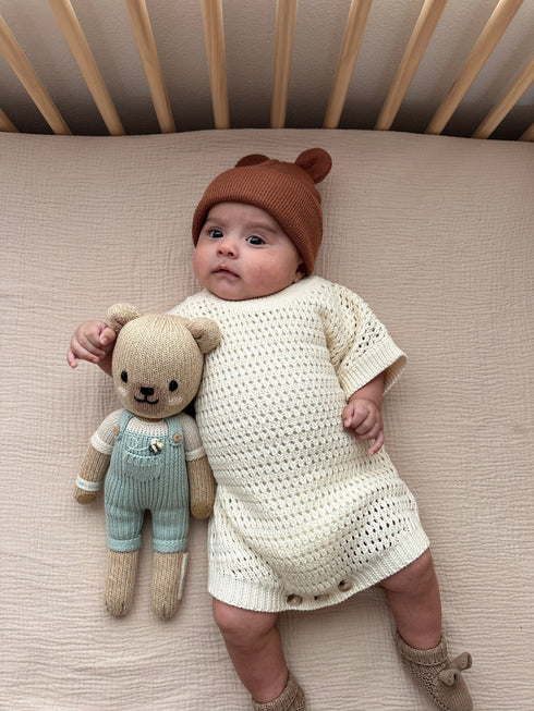 Crochet Knit Romper - Cream