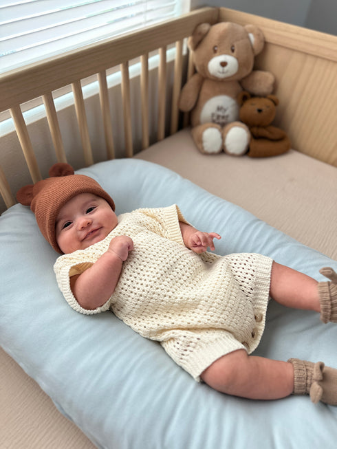 Crochet Knit Romper - Cream