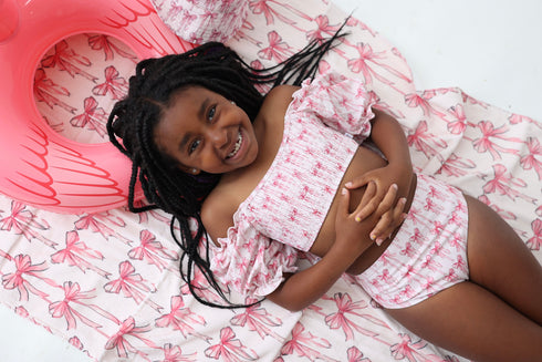 bow-cute-dream-smocked-off-the-shoulder-swim-suit Dream-Big-Little-Co-pajama-baby-blanket